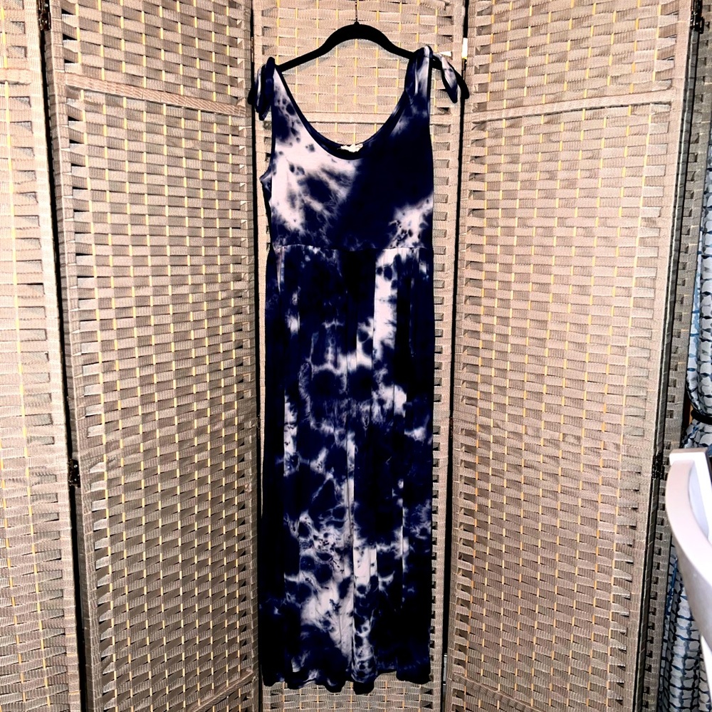 Tie dye blue maxi tank dress